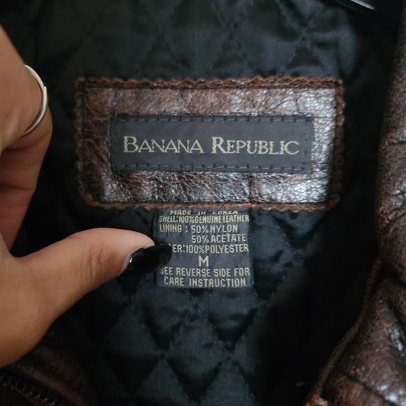 Banana Republic Dark Brown Leather Jacket (Vintage) - Picture 5 of 5